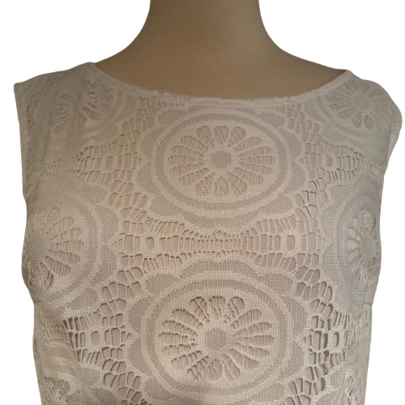 NEW YORK & COMPANY Dress Midi White Lace Overlay Medallion Lined Size 8 - Picture 8 of 10
